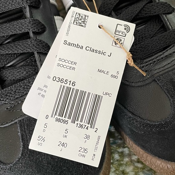 Adidas Samba Classic Leather Sneakers Black White Light Brown WOMEN'S 6.5 - Picture 8 of 11